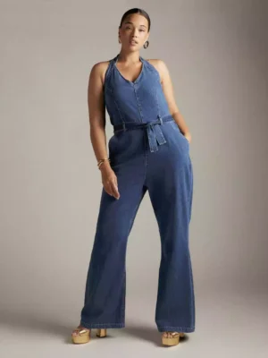 Plus size denim jumpsuit