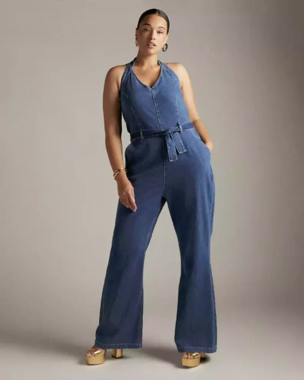 Plus size denim jumpsuit