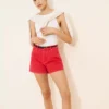 Red denim shorts