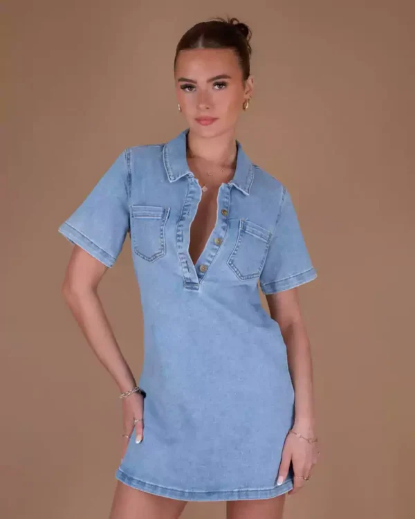 Shirt denim dress for women