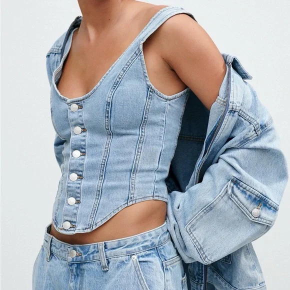 denim top Women's Button-Up Denim Top