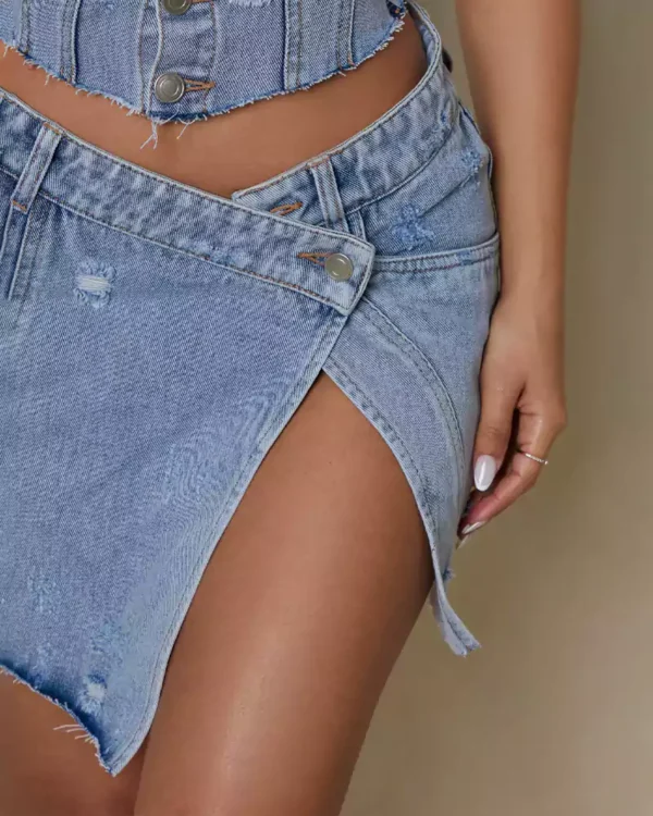 Asymmetrical denim skirt