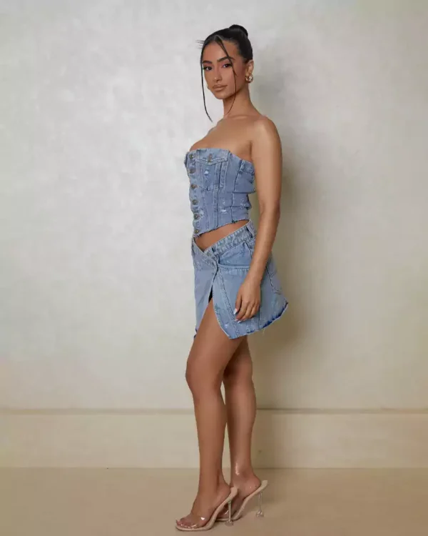 Asymmetrical denim skirt