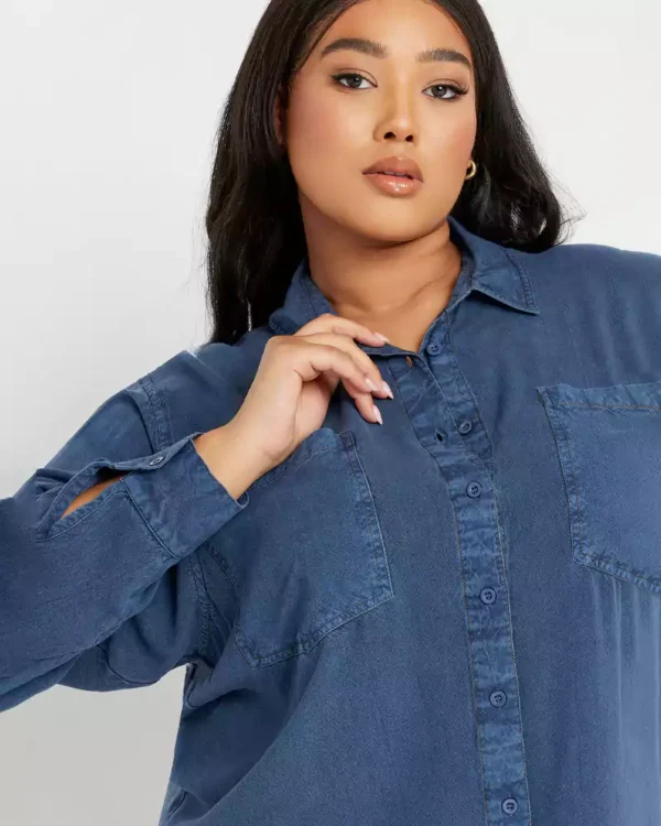 Button up denim shirt womens