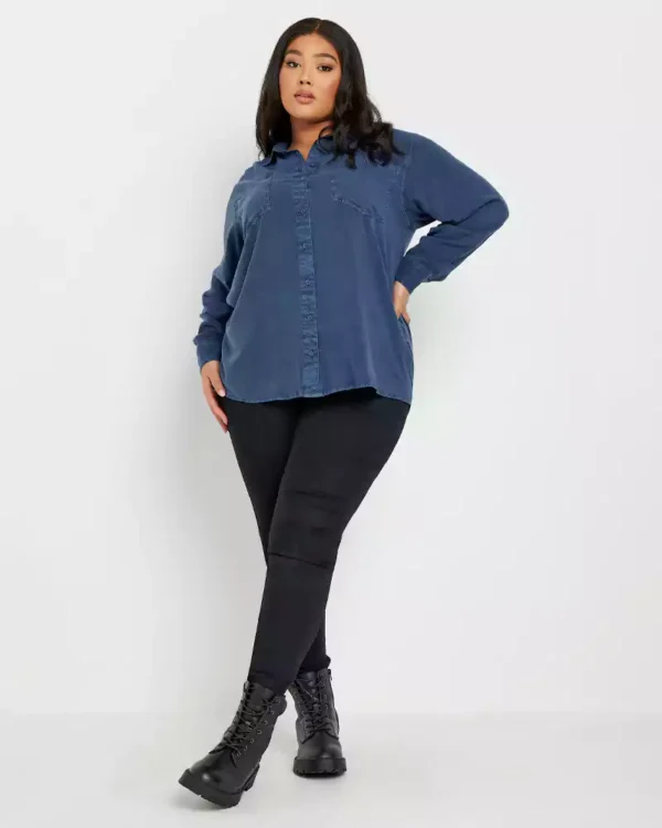 Button up denim shirt womens