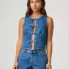Cropped denim vest