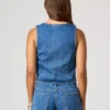 Cropped denim vest