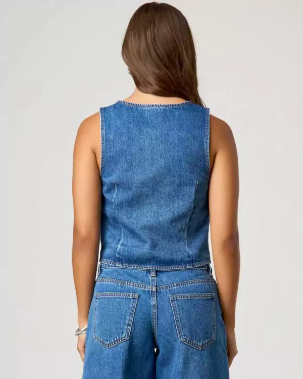 Cropped denim vest