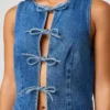Cropped denim vest
