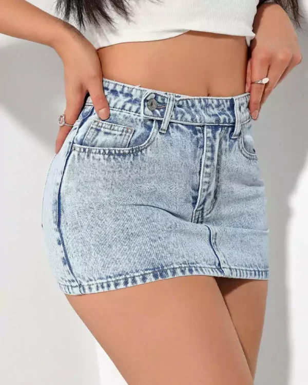Denim fitted skirt