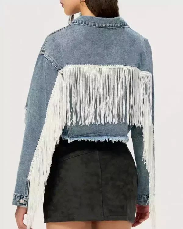 Denim fringe jacket