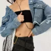 Denim fringe jacket