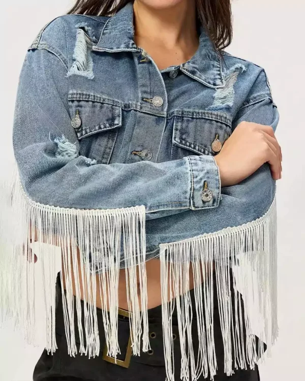 Denim fringe jacket