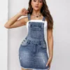 Denim overall skirt