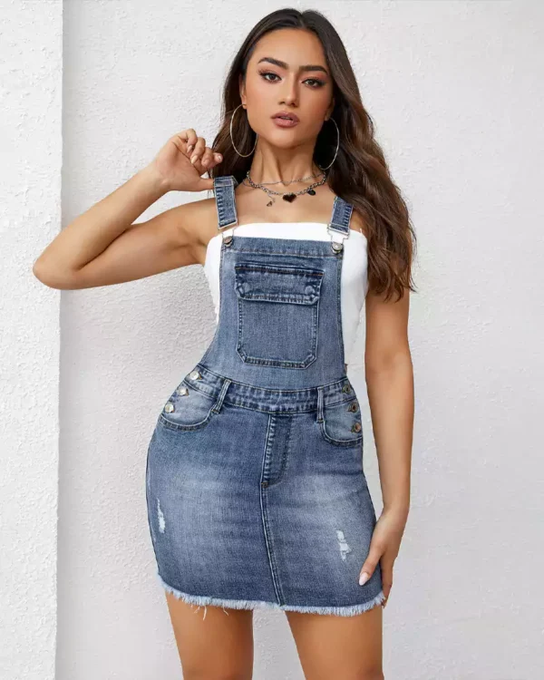 Denim overall skirt