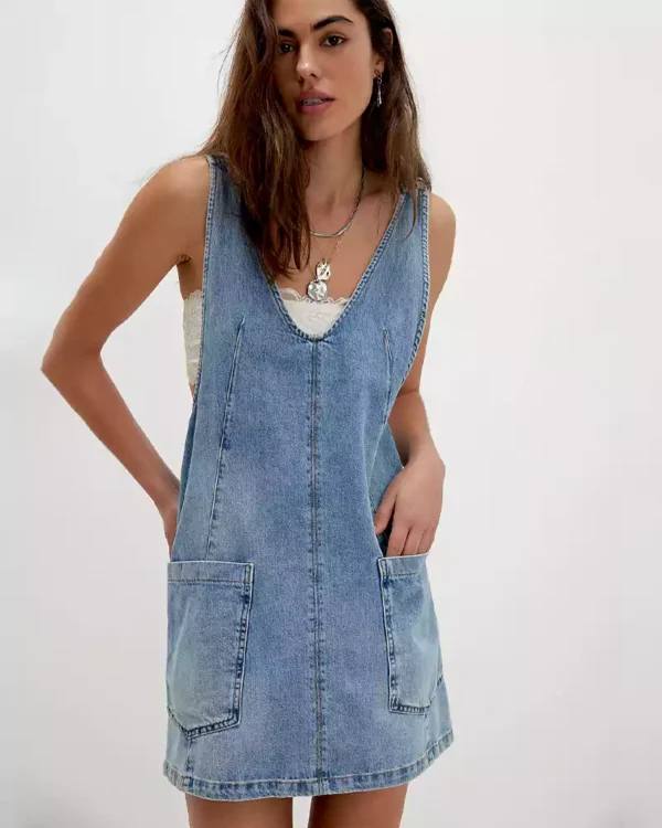 Denim pinafore dress