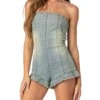 Denim romper shorts