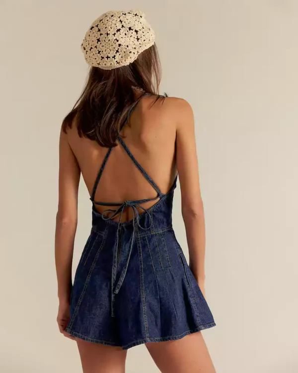 Denim romper womens