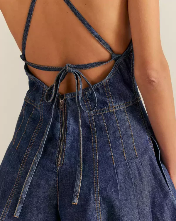 Denim romper womens