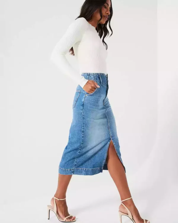 Denim straight skirt