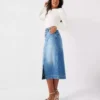 Denim straight skirt