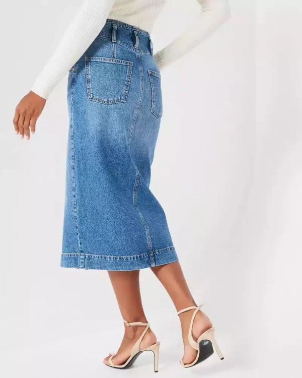 Denim straight skirt