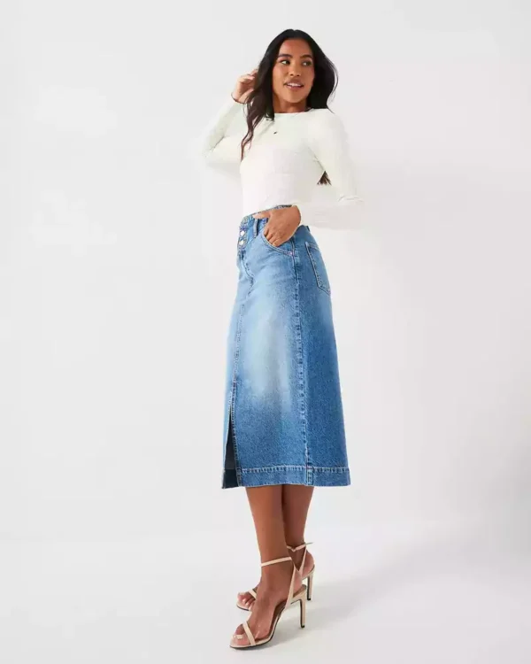 Denim straight skirt