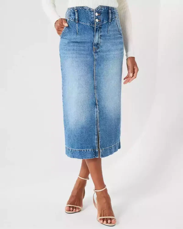 Denim straight skirt