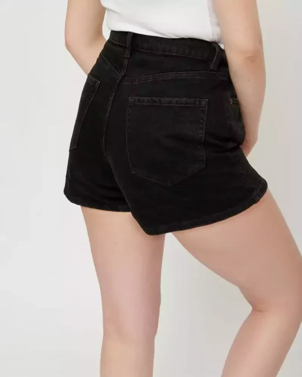 High waisted black denim shorts