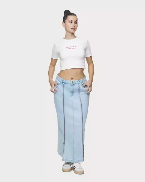 Light wash denim skirt