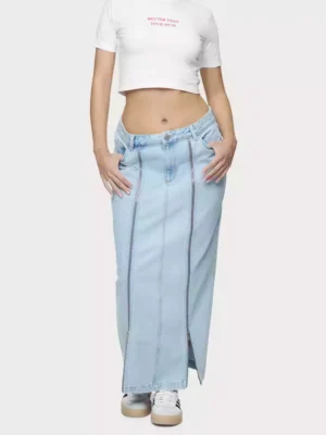 Light wash denim skirt