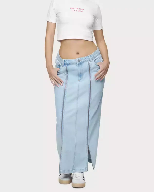 Light wash denim skirt