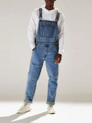 Men Denim Bib Overalls Fashion Fit Jumpsuit Mens Packet Jeans Overall
