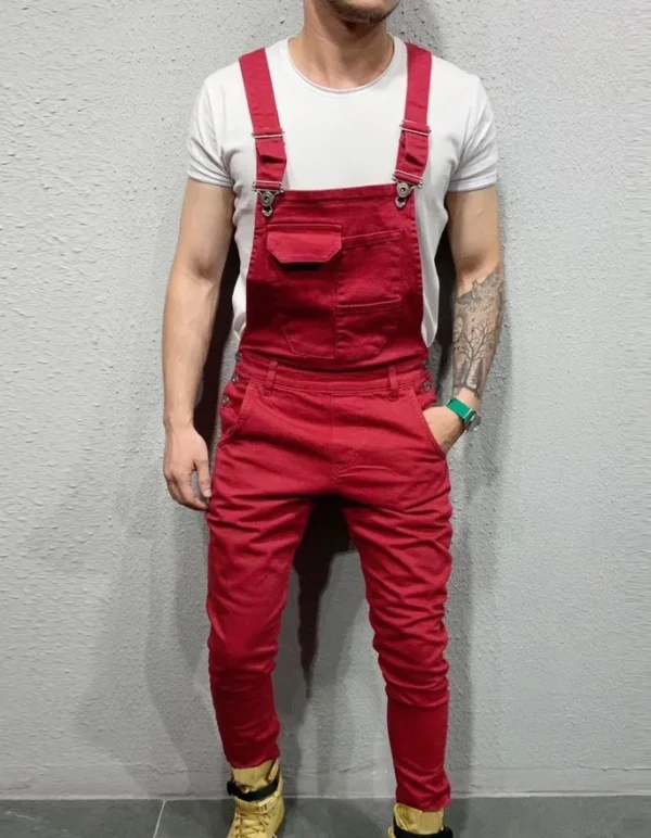 Men's Denim Overalls Men Denim Overalls Pocket Jeans Overall Jumpsuit Streetwear