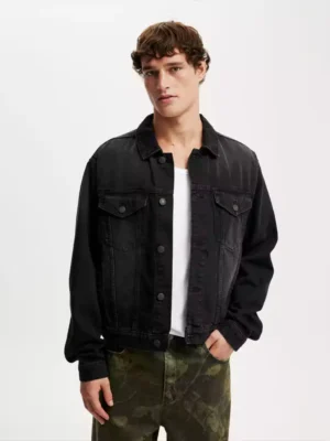Mens black denim jacket