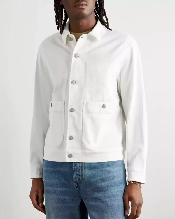 Mens white denim jean jacket