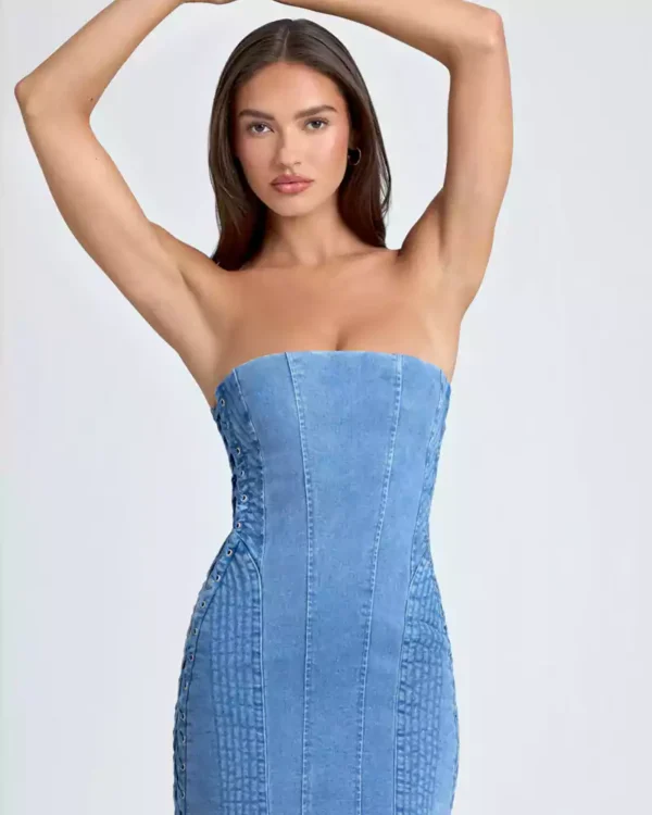 Off the shoulder denim dress