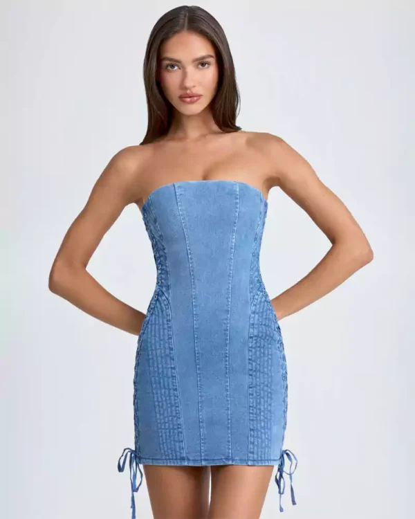 Off the shoulder denim dress