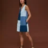 Patchwork denim dress