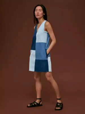 Patchwork denim dress