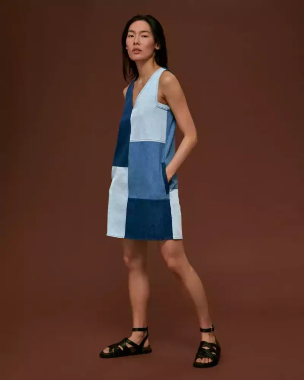 Patchwork denim dress