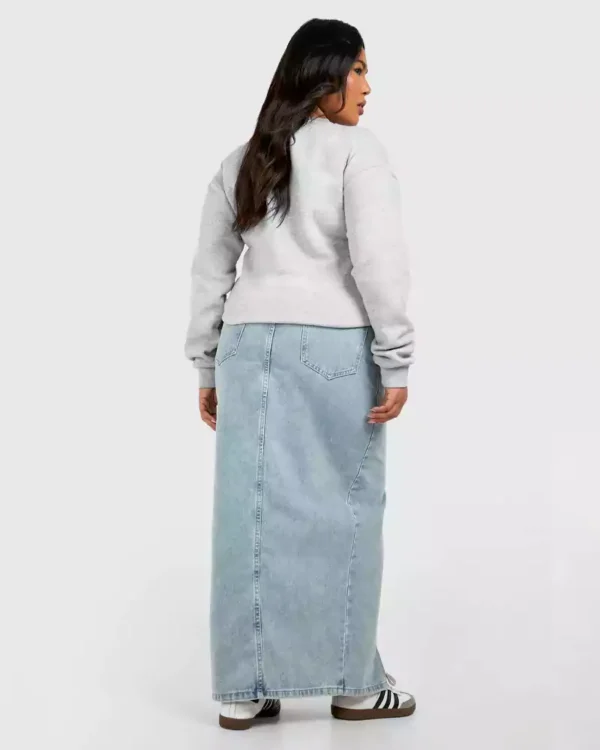 Plus size denim maxi skirt