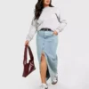 Plus size denim maxi skirt