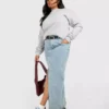 Plus size denim maxi skirt