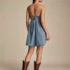 Spaghetti strap denim dress