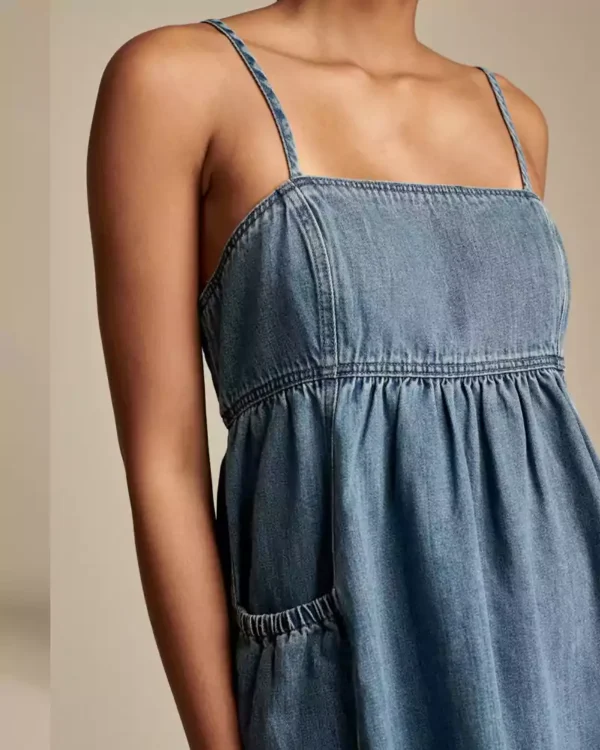 Spaghetti strap denim dress