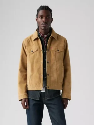 Vintage Faux Cow Suede Trucker Jacket