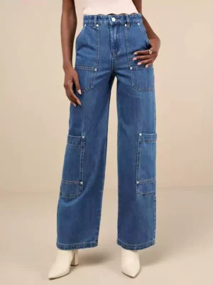 womens cargo denim pants