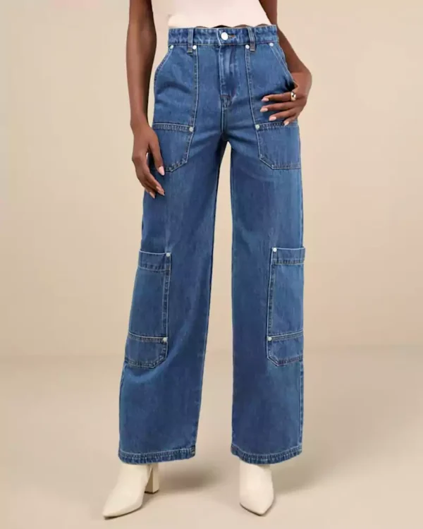 womens cargo denim pants