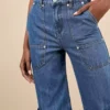 womens cargo denim pants